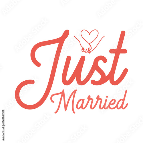 Just Married Romantic Couple Heart T-shirt Design
