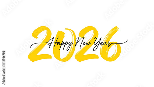 Happy new year Greeting Card with yallow Calligraphy Text  Design for New Year Celebration