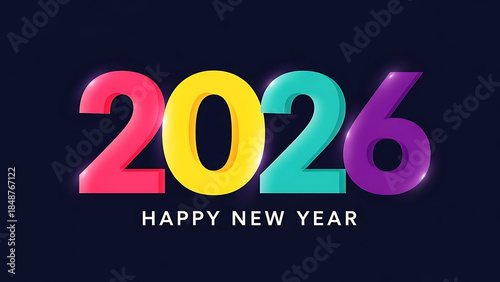 3D  New Year celebration and holiday design card