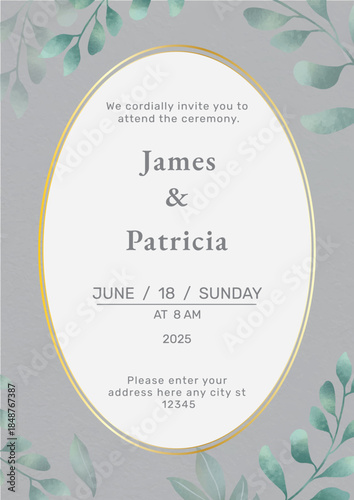 Romantic and elegant hand-painted watercolor botanical invitation