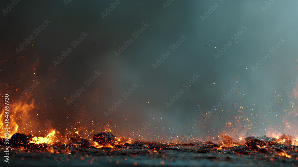 Fototapeta premium Dramatic Fire Energy Flow with Glowing Flames