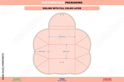 Trapezoid shaped business card box dieline with custom sizing vector folding packaging layout prepared for print ready branding marketing and product presentation