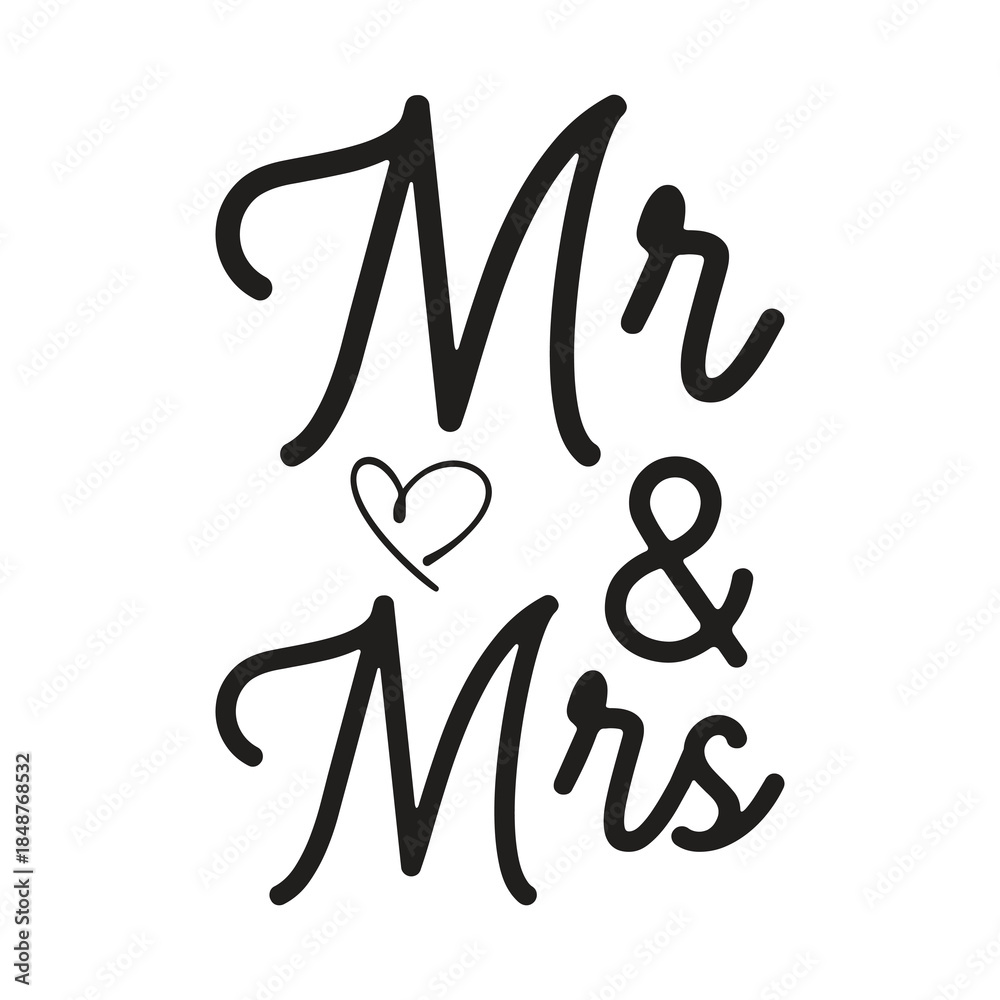 Fototapeta premium Mr & Mrs Romantic Couple Heart T-shirt Design