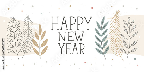 Happy New Year Wishes with Beautiful Botanical Illustrations