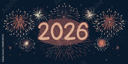 Vibrant fireworks display celebrating 2026 New Year's Eve