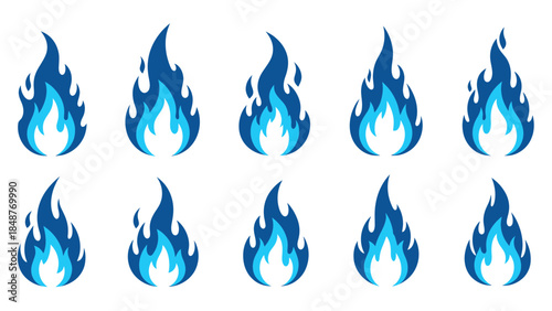 set of blue fire flames