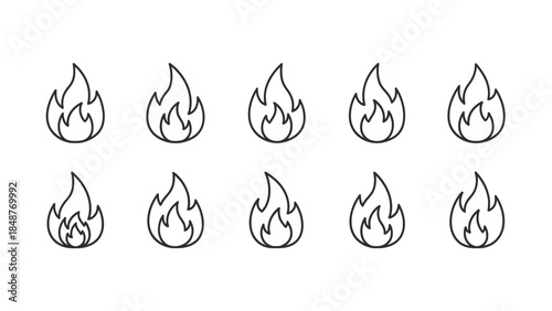 Set of fire flames
