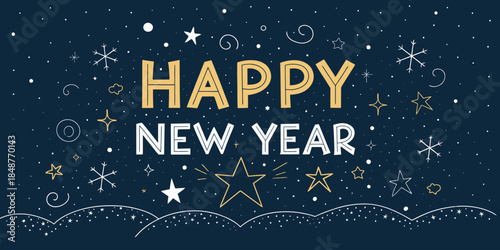 Celebrate with a Happy New Year greeting card design