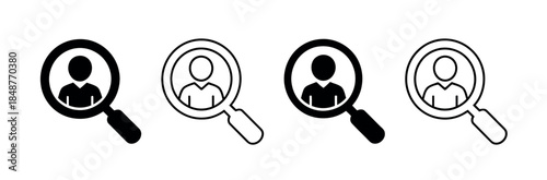 Magnifying Glass Icon Set for Search, Recruitment, and Investigation Purposes