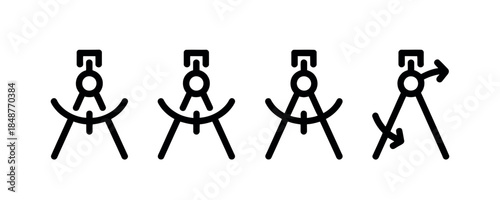 Black and White Tripod Icons Set for Photography and Surveying Equipment