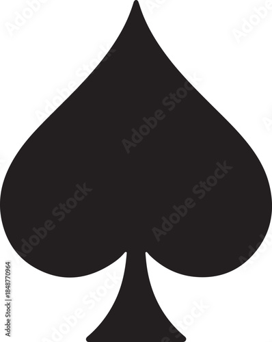 Black Spade Suit Symbol Vector Graphic Icon for Poker and Casino Designs