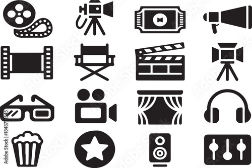 Comprehensive Icons for Film Production Cinema Entertainment and Movie Experience