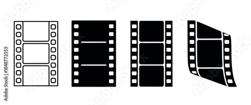 Film Strip Icons, Black and White Movie Strips, Cinema Symbols, Film Reel Graphics