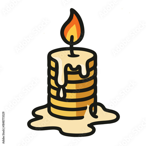 Icon "Burn Rate": A candle melting very rapidly, with the candle itself being a stack of coins.