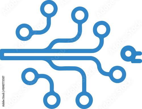 Blue Circuit Board Vector Graphic Illustration for Technology and Electronics Designs