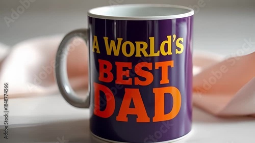 Purple coffee mug displaying 