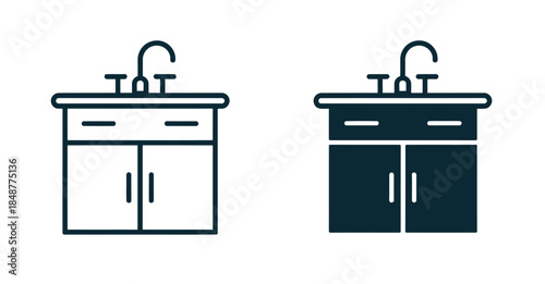 Modern Bathroom Sink Cabinet Illustrations