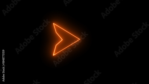 Neon orange arrow icon. Neon arrow icon illustration 4k. Arrows on black background.  Glowing sign logo vector