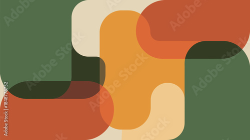 Vibrant abstract shapes in earthy tones create modern artistic composition