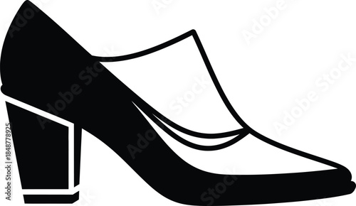 Stylish women's high heel shoe icon featuring a modern block heel and elegant silhouette for fashion boutique branding, retail signage, and footwear design assets.