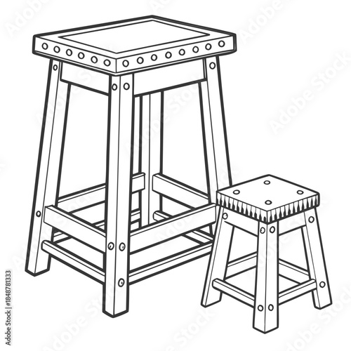 Of a realistic stool and footrest furniture wood wooden