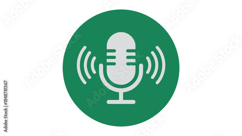 Green Circle Microphone Icon Audio
