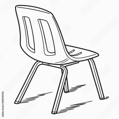 Line plastic school chair plastic chair line black and white