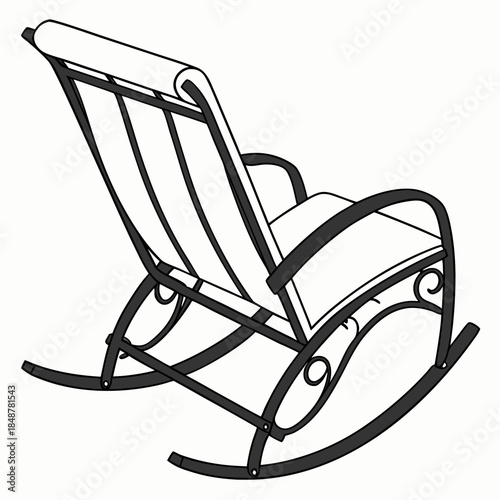 Black and white rocking lounge chair tilted slightly to side