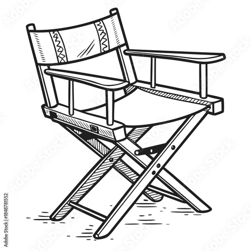 Realistic director chair with crossed legs folding chair 1