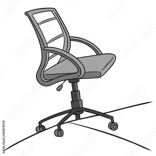 Gray office chair with mesh back and wheels rolling chair