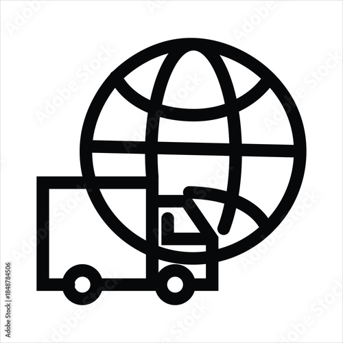Truck Delivering Around Globe Icon