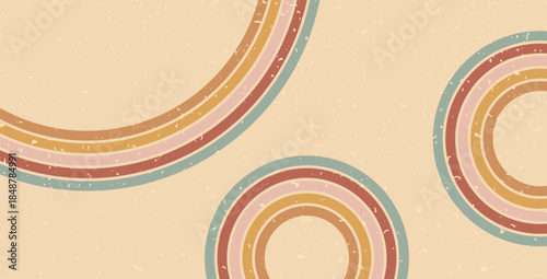 Rainbow rounded lines textured background. Horizontal banner with oval stripes pattern. Vector vintage curved underline geometric backdrop. Dynamic playful wallpaper.