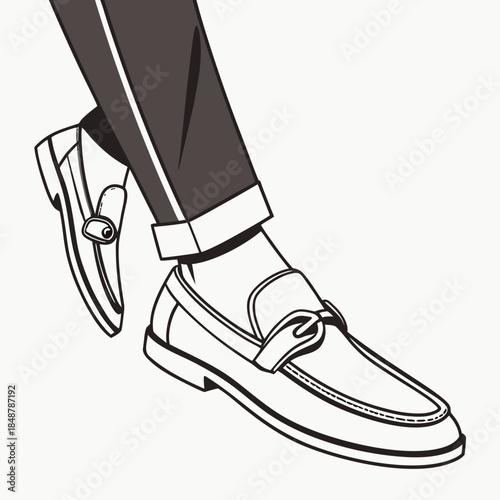 Title: A pair of brown leather shoes with white laces and decorative on a white background