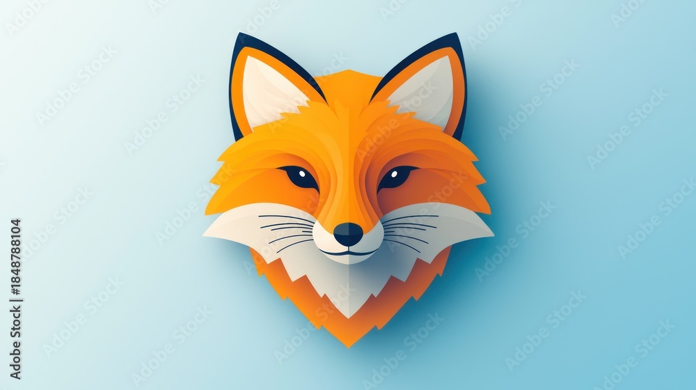 Obraz premium Artistic fox head illustration on light blue background