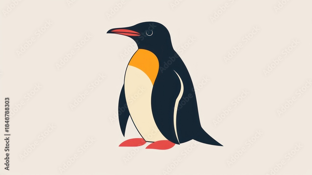 Fototapeta premium Cute cartoon penguin illustration, simple, flat design