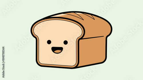 Happy Cartoon Loaf of Bread Character Standing on a Light Green Background