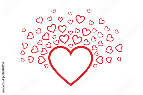 Floating red heart outlines vector