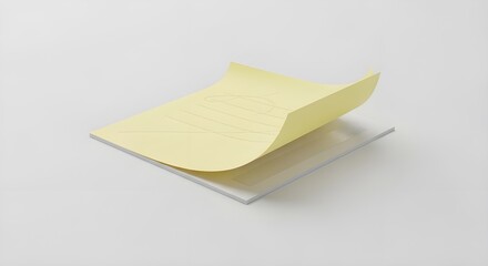 Minimal sticky note with curled edge and faint pencil marks on a plain background.
