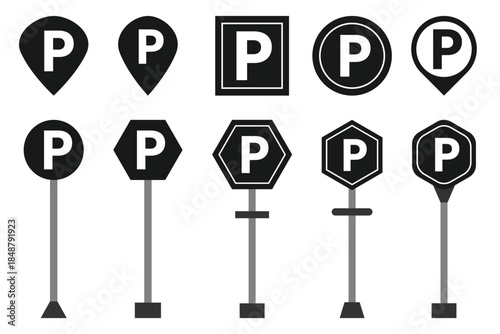 Parking sign with clear bold text displaying parking regulations. Simple, high-visibility road signage used to indicate parking rules and restrictions in urban and residential areas.