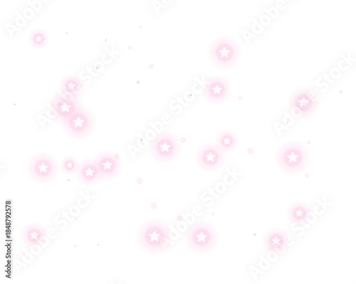 Pink Sparkling Star Bubbles Floating Abstract Magic Effect Isolated On Transparent Background