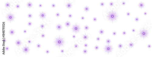 Abstract Purple Starburst Snowflakes Falling Pattern Isolated On Transparent Background