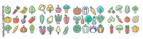 Diverse collection of fresh vegetables and fruits showcasing vibrant colors and various shapes for healthy eating and culinary inspiration