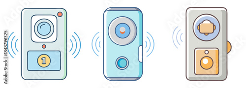 Modern wireless doorbell and intercom system connecting smart home security devices