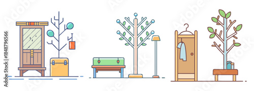 Collection of stylish and minimalist furniture and decor for modern home interiors