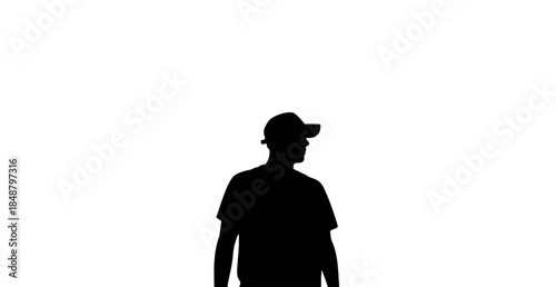 Standing Man Silhouette In Cap