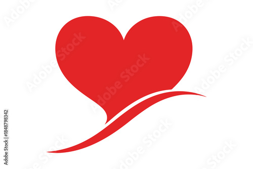 Red heart vector with swoosh