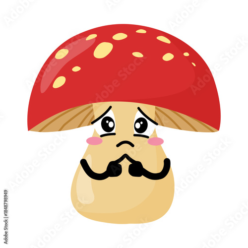 Cute Hand Drawn Sad Gloomy Mushroom
