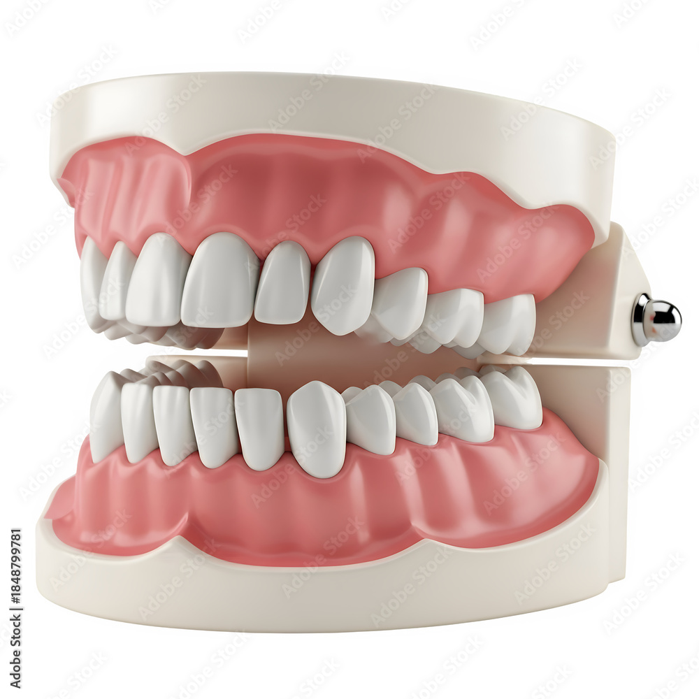 Obraz premium Dental jaw model with healthy teeth anatomy, ideal for medical, dental, and educational use. Isolated on white or transparent background. PNG format.