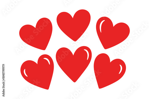 Set of red heart vector icons