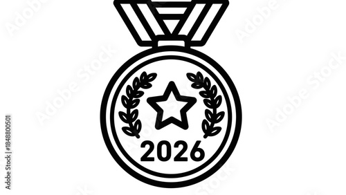 Medal Icon with Star and Laurel Wreath